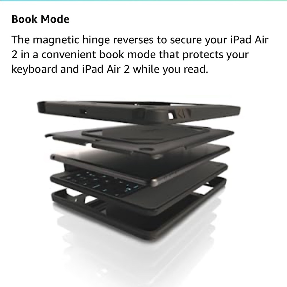 ZAGG rugged book for IPad Air 2, durable tablet keyboard & detachable case